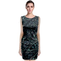 Emerald Distortion Sleeveless Velvet Midi Dress by MRNStudios