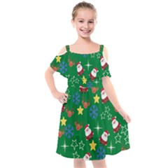 Santa Green Kids  Cut Out Shoulders Chiffon Dress by NerdySparkleGoth