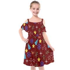 Gingy Red Kids  Cut Out Shoulders Chiffon Dress by NerdySparkleGoth