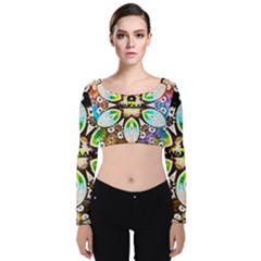 375 Chroma Digital Art Custom Velvet Long Sleeve Crop Top by Drippycreamart