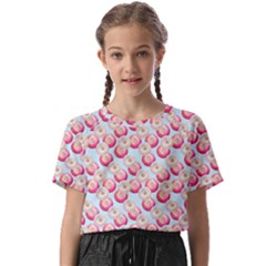 Pink And White Donuts On Blue Kids  Basic Tee by SychEva