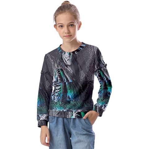 Glitch Witch Kids  Long Sleeve Tee With Frill  by MRNStudios