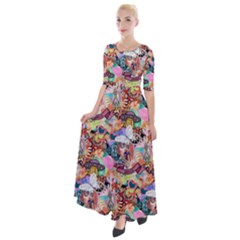 Retro Color Half Sleeves Maxi Dress by Sparkle