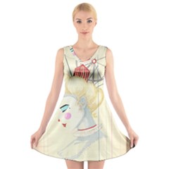 Clown Maiden V-neck Sleeveless Dress by Limerence