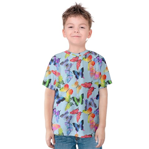 Watercolor Butterflies Kids  Cotton Tee by SychEva