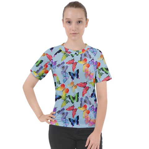 Watercolor Butterflies Women s Sport Raglan Tee by SychEva