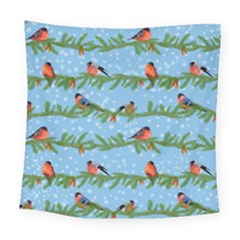 Bullfinches On Spruce Branches Square Tapestry (large) by SychEva