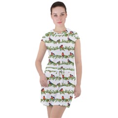 Bullfinches On The Branches Drawstring Hooded Dress by SychEva