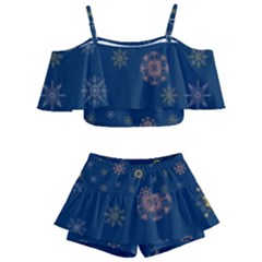 Magic Snowflakes Kids  Off Shoulder Skirt Bikini by SychEva