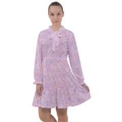 Multicolored Circles On A Pink Background All Frills Chiffon Dress by SychEva