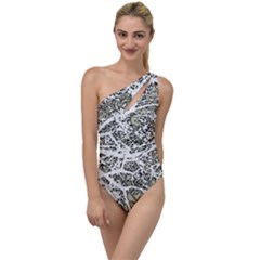 Linear Art Botanic Illustration To One Side Swimsuit by dflcprintsclothing