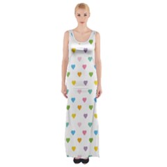 Small Multicolored Hearts Thigh Split Maxi Dress by SychEva