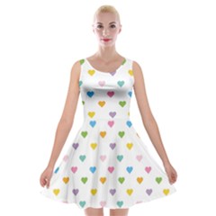 Small Multicolored Hearts Velvet Skater Dress by SychEva