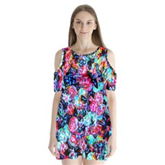 Neon Floral Shoulder Cutout Velvet One Piece by 3cl3ctix