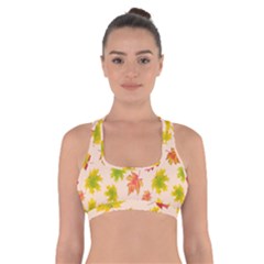 Bright Autumn Leaves Cross Back Sports Bra by SychEva