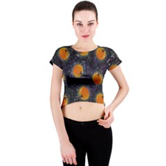 Space Pumpkins Crew Neck Crop Top by SychEva