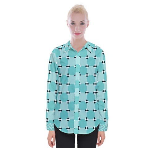 Illusion Blocks Pattern Womens Long Sleeve Shirt by Sparkle