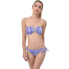 Illusion Waves Pattern Twist Bandeau Bikini Set by Sparkle