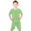 Illusion Waves Pattern Kids  Tee and Shorts Set View1