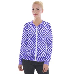 Illusion Waves Pattern Velvet Zip Up Jacket by Sparkle