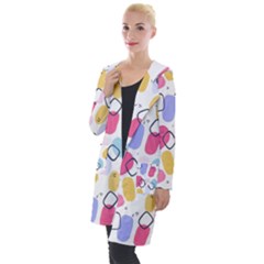 Abstract Multicolored Shapes Hooded Pocket Cardigan by SychEva