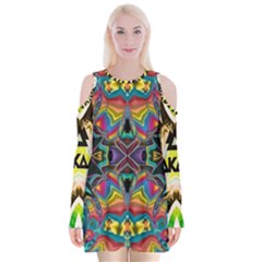 375 Chroma Digital Art Custom Kal00012 Velvet Long Sleeve Shoulder Cutout Dress by Drippycreamart