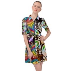 375 Chroma Digital Art Custom Kal00012 Belted Shirt Dress by Drippycreamart