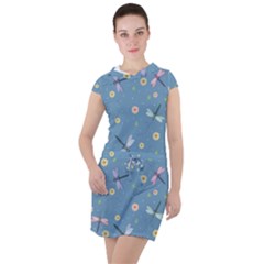 Cute Dragonflies In Spring Drawstring Hooded Dress by SychEva