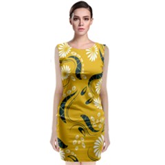 Folk Flowers Print Floral Pattern Ethnic Art Sleeveless Velvet Midi Dress by Eskimos