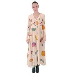 Summer Fruit Button Up Maxi Dress by SychEva