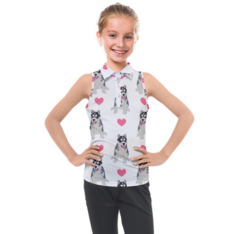 Little Husky With Hearts Kids  Sleeveless Polo Tee by SychEva