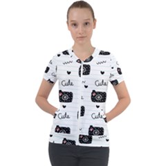 Cute Cameras Doodles Hand Drawn Short Sleeve Zip Up Jacket by Sapixe