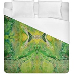 Green Repeats Duvet Cover (king Size) by kaleidomarblingart