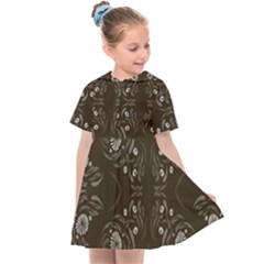 Folk Flowers Print Floral Pattern Ethnic Art Kids  Sailor Dress by Eskimos