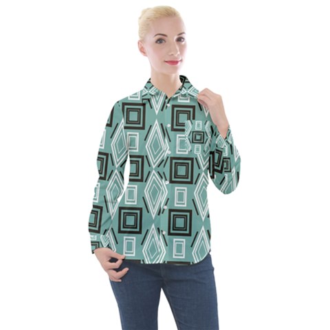 Abstract Geometric Design   Geometric Fantasy   Women s Long Sleeve Pocket Shirt by Eskimos