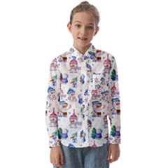 Cute Snowmen Celebrate New Year Kids  Long Sleeve Shirt by SychEva