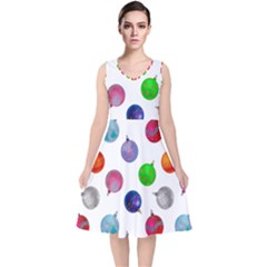 Christmas Balls V-neck Midi Sleeveless Dress  by SychEva