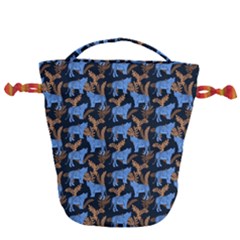 Blue Tigers Drawstring Bucket Bag by SychEva