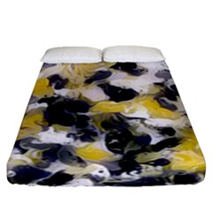 Black, Gray And Yellow Swirls  Fitted Sheet (king Size) by Khoncepts