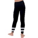 Two Lower Horizontal White Stripes on Black Kids  Lightweight Velour Leggings View4