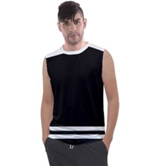 Two Lower Horizontal White Stripes On Black Men s Regular Tank Top by VernenInk