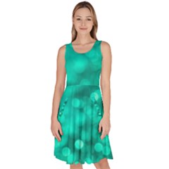 Light Reflections Abstract No9 Turquoise Knee Length Skater Dress With Pockets by DimitriosArt