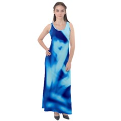 Blue Abstract 2 Sleeveless Velour Maxi Dress by DimitriosArt