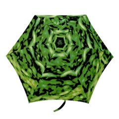 Green  Waves Abstract Series No11 Mini Folding Umbrellas by DimitriosArt