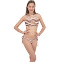 Pink  Waves Abstract Series No6 Cross Front Halter Bikini Set View1