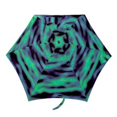 Green  Waves Abstract Series No6 Mini Folding Umbrellas by DimitriosArt