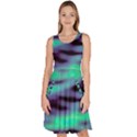 Green  Waves Abstract Series No6 Knee Length Skater Dress With Pockets View1