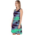 Green  Waves Abstract Series No6 Knee Length Skater Dress With Pockets View2