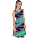 Green  Waves Abstract Series No6 Knee Length Skater Dress With Pockets View3