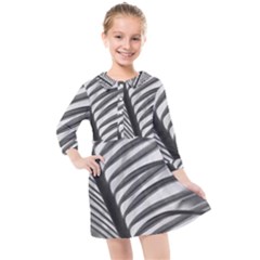 Cycas Leaf The Shadows Kids  Quarter Sleeve Shirt Dress by DimitriosArt